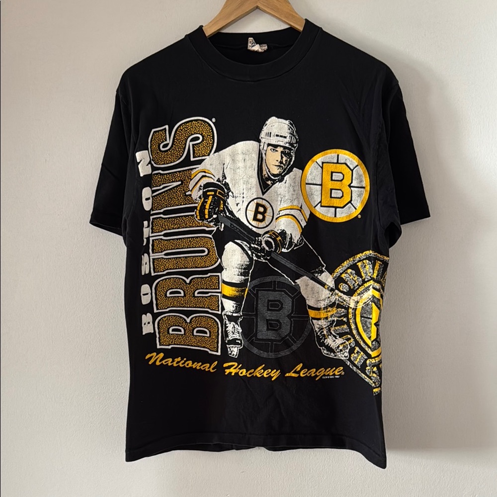 Vintage Boston Bruins T-Shirt / Medium / 1992 / AOP Wraparound Design / NHL
